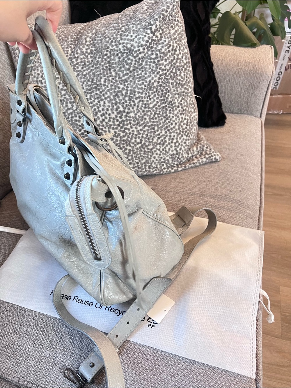 Balenciaga Vintage Le City Velo Light Grey Leather Satchel Shoulder Bag - Picture 4 of 13